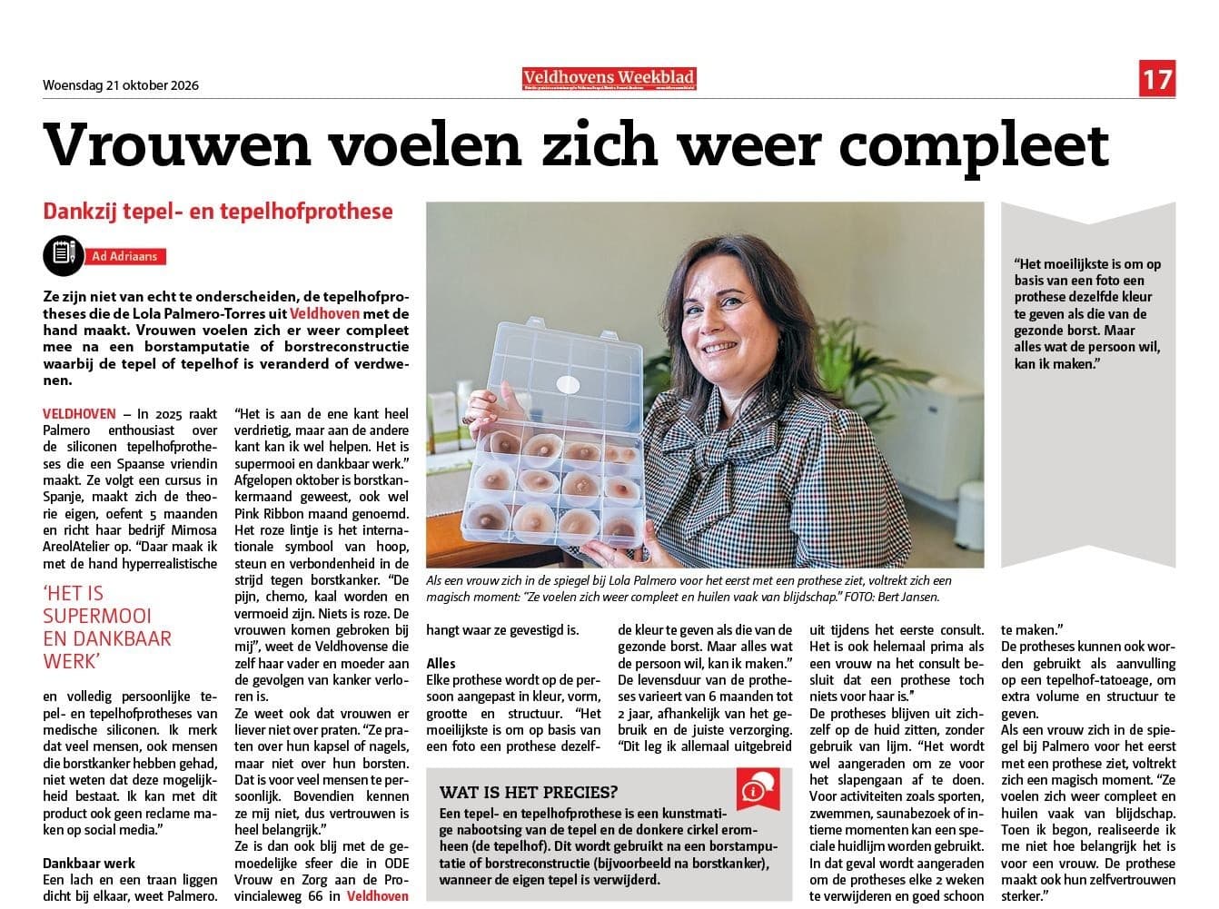 Imagen de la entrevista en Veldhovens Weekblad