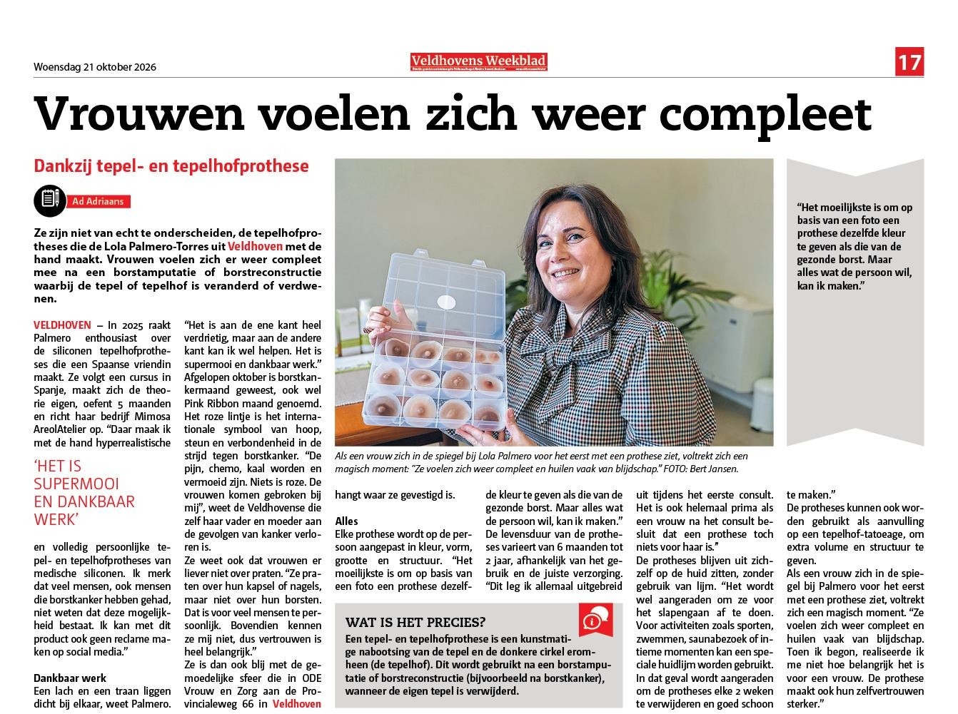 Imagen de la entrevista en Veldhovens Weekblad